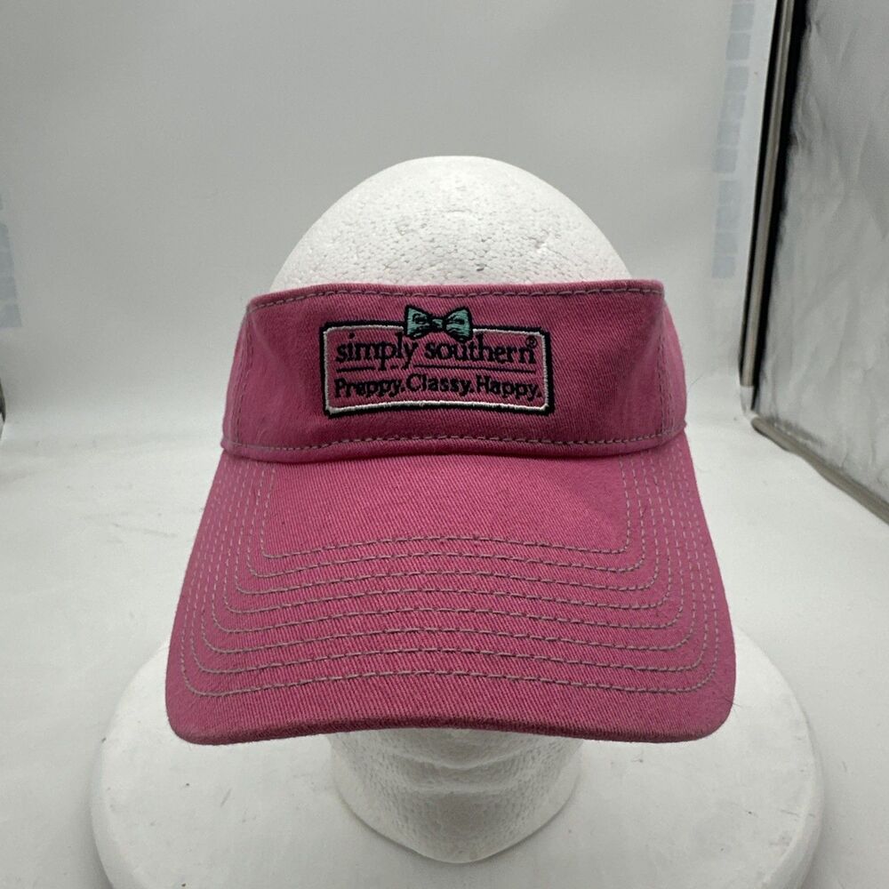Simply Southern Visor Womens One Size Preppy Classy Happy Pink Adjustable